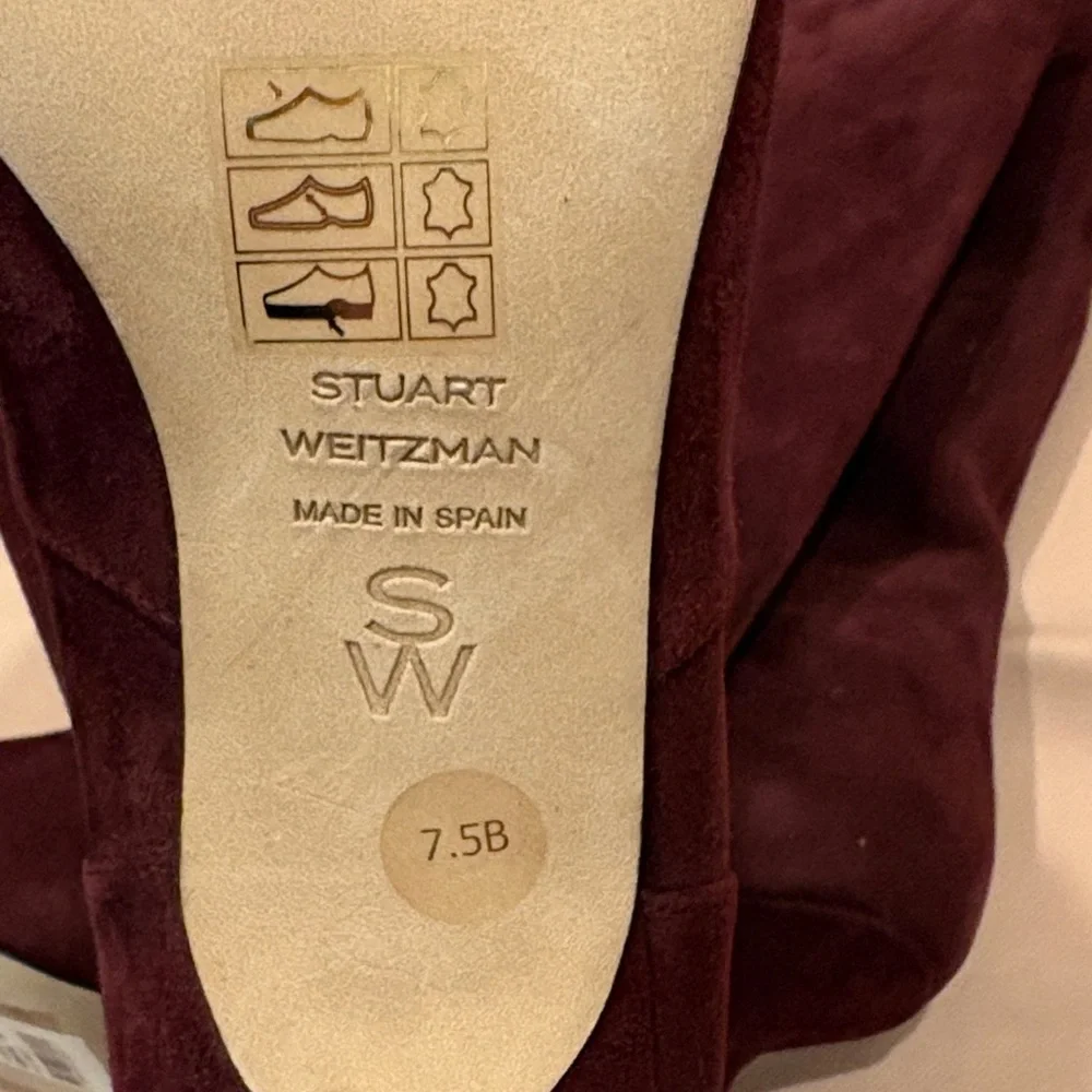 Stuart Weitzman Women's Dark Red Heeled Boots - Picture 7 of 7